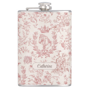 Flasques Élégant rose beige équestre Nom de la toile floral
