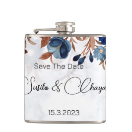 Flasques élégant Royal Blue Rustic savethedate moderne.