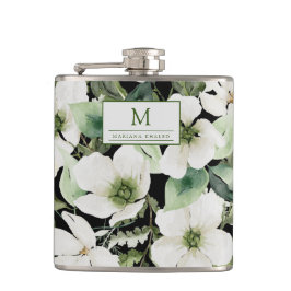 Flasques Elégante aquarelle florale noir et blanc