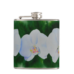 Flasques Elégante peinture d'orchidée tropicale blanche