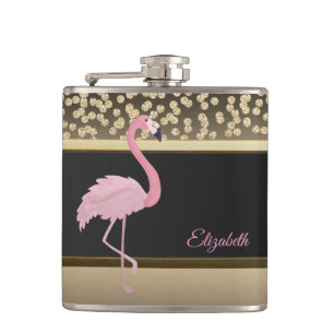 Flasques Élégantes Diamants en Or, Flamant Rose-Personnalis