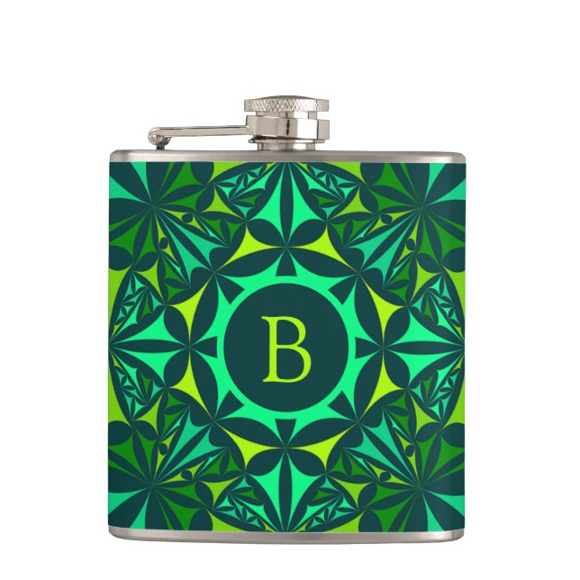 Flasques Emerald Green Ornate Kaleidoscope Monogram (Devant)