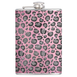 Flasques Empreinte de léopard Glittery sur brillant rose ch