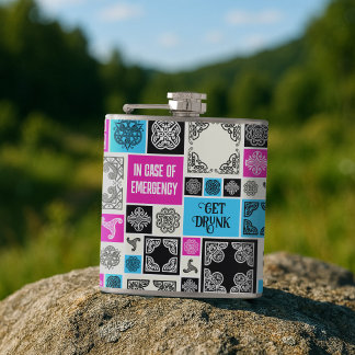 Flasques En Coque D'Urgence Se Déchirer Funny Noir & Blanc