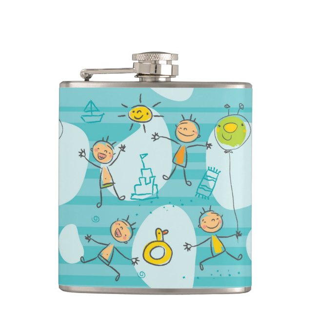 Flasques Enfants mignons jouant sur le motif de plage (Devant)