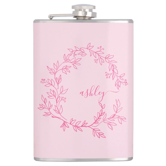 Flasques Enterrement de vie de jeune fille rose vif avec mo (Devant)
