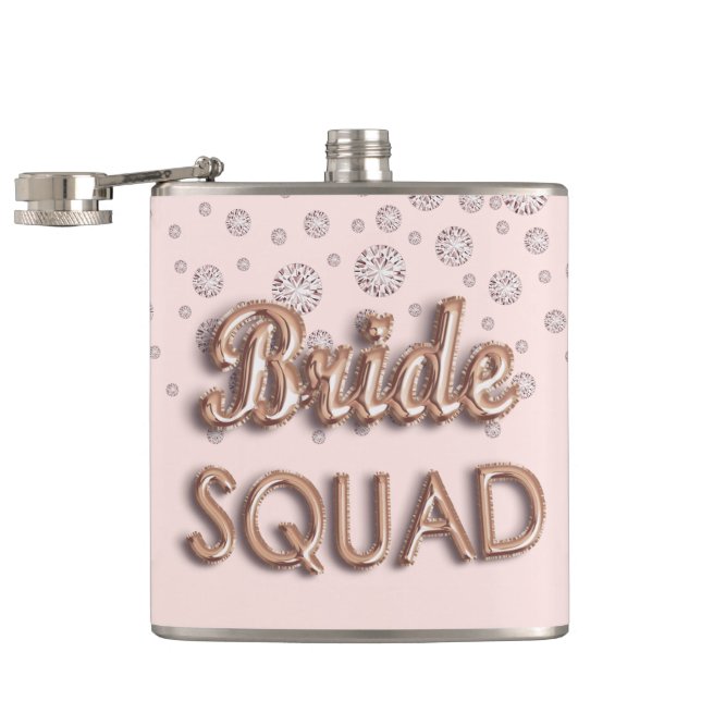 Flasques Équipe de mariée rose diamants rose or bachelotett (Ouvert)