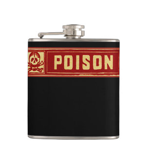 Flasques Étiquette de poison crâne et os croisés vintage