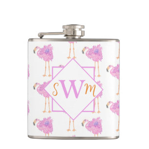 Flasques Fancy Flamant rose monogramme