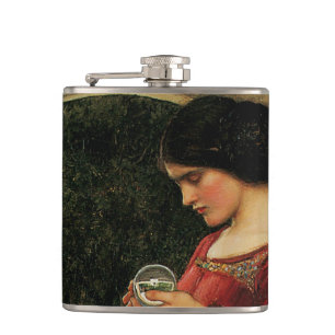 Flasques Femme à la boule de cristal, peinture de Waterhous