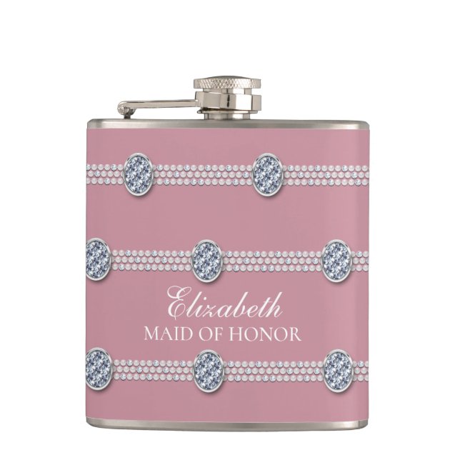 Flasques Femme Chic Elegant Diamond Pearl Bridesmaid (Devant)