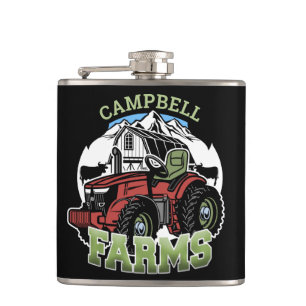 Flasques Ferme de campagne personnalisée NOM Grange Tracteu