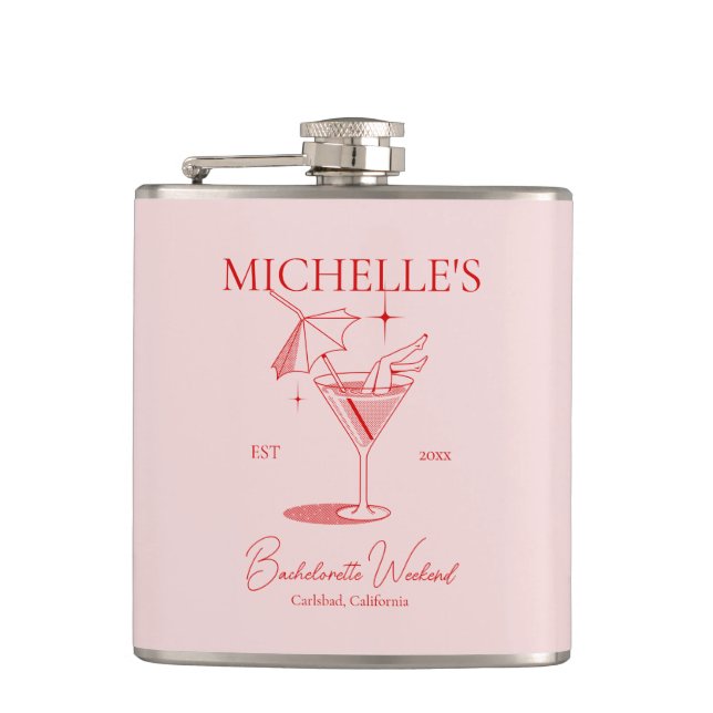Flasques Fête de Filles Rétro avec des Cocktails (Devant)