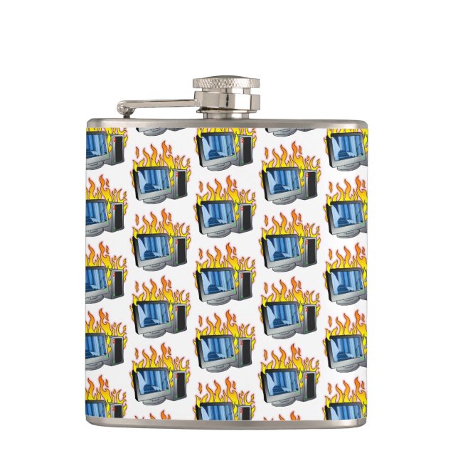 Flasques Feu d'ordinateur - Fiole enveloppée de vinyle (Devant)