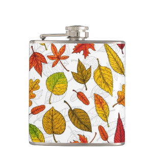 Flasques Feuilles d'automne en blanc
