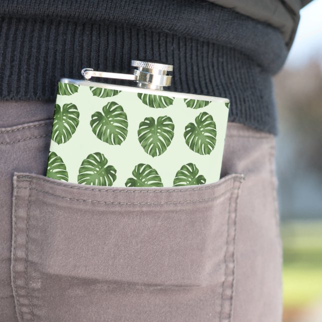 Flasques Feuilles de palmiers, Feuilles verts, Motif tropic (In Situ)
