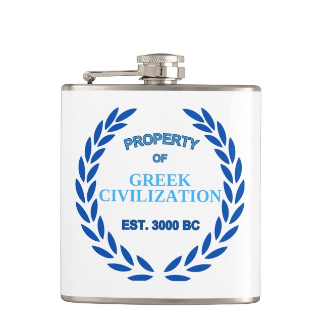 Flasques Fière d'être grecque -Propriété de la civilisation (Devant)