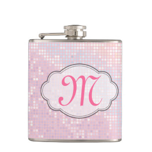 Flasques Fille Parties scintillant à bille Monogramme rose