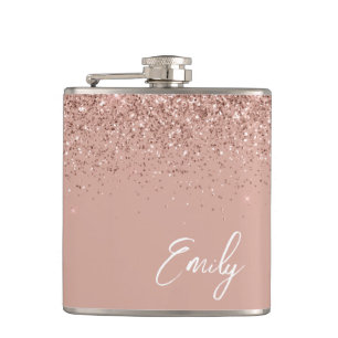 Flasques Fille Rose rose rose rose Parties scintillant or M