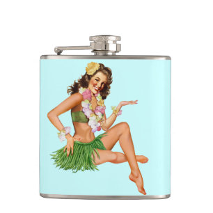 Flasques Fille vintage hawaïenne de goupille- de plage