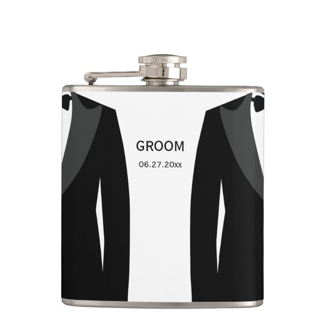 Flasques Fils Personnalisés - Cadeau Mariage Gay Pour Groom (Devant)