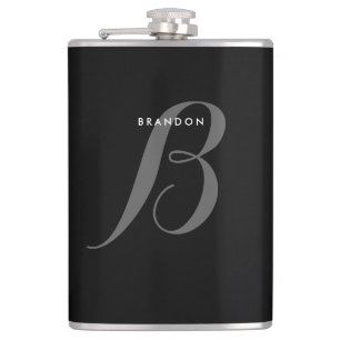 Flasques Fils Personnalisés Noirs Monogrammes Pour Hommes 8
