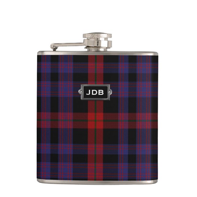 Flasques Fiole Brown Tartan de clan monogramme (Devant)