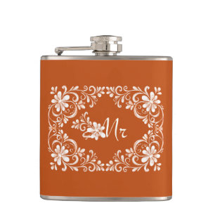 Flasques Fiole de mariage romantique orange shabby chic pou