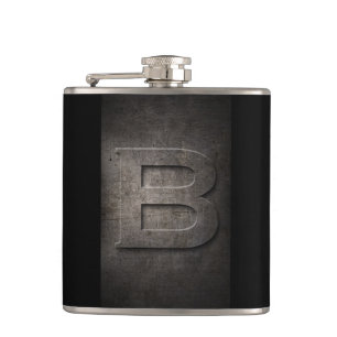 Flasques Fiole de monogramme B en métal noir de bronze
