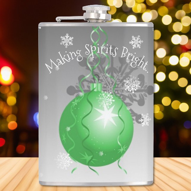 Flasques Fiole ornementale Fancy verte de Noël (Green Fancy Christmas Ornament Flask)