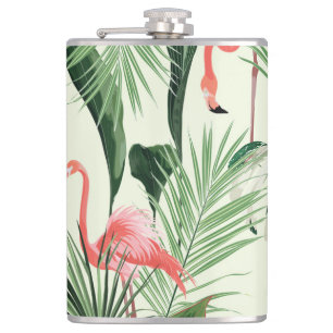Flasques Flamant rose rose Fleurs exotiques Motif