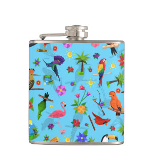 Flasques Flamant rose Toucan Et Arara Motif Oiseaux Sans Me