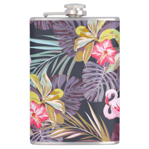 Flasques Flamant rose Tropical : Motif sans couture d'été