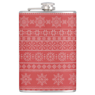 Flasques Flamme de neige laide tricot laide motif rouge