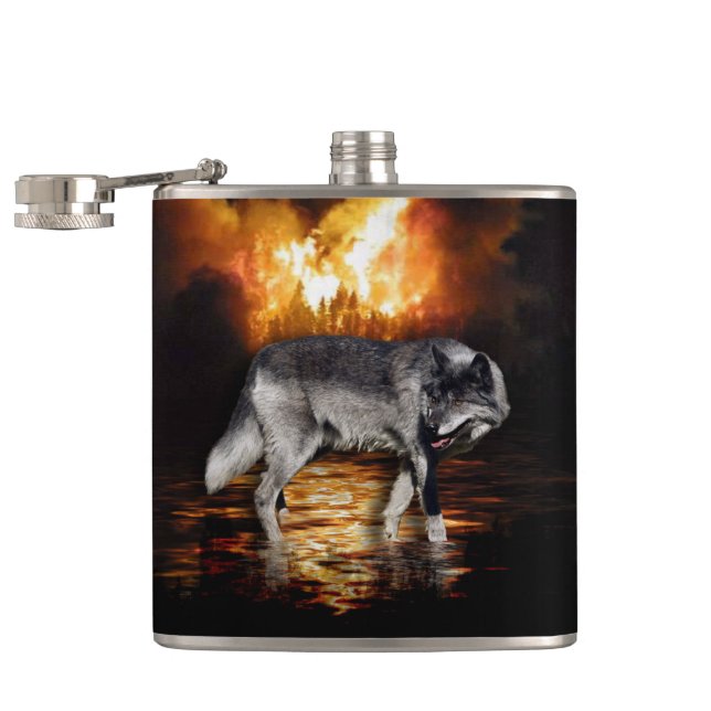 Flasques Flammes de feu de loup gris survivant (Ouvert)