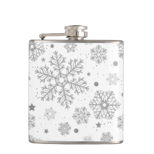 Flasques Flammes de neige en argent sur blanc