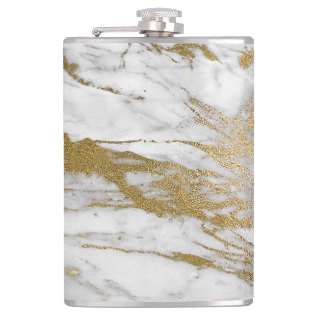 FLASQUES FLASK EN ACIER INOXYDABLE ABSTRAIT EN MARBRE BLANC (Devant)