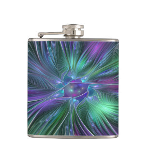 Flasques Fleur abstraite moderne fractale verte violette