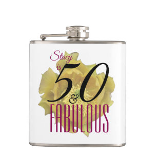 Flasques Fleur de cactus jaune 50 et Fabuleux anniversaire