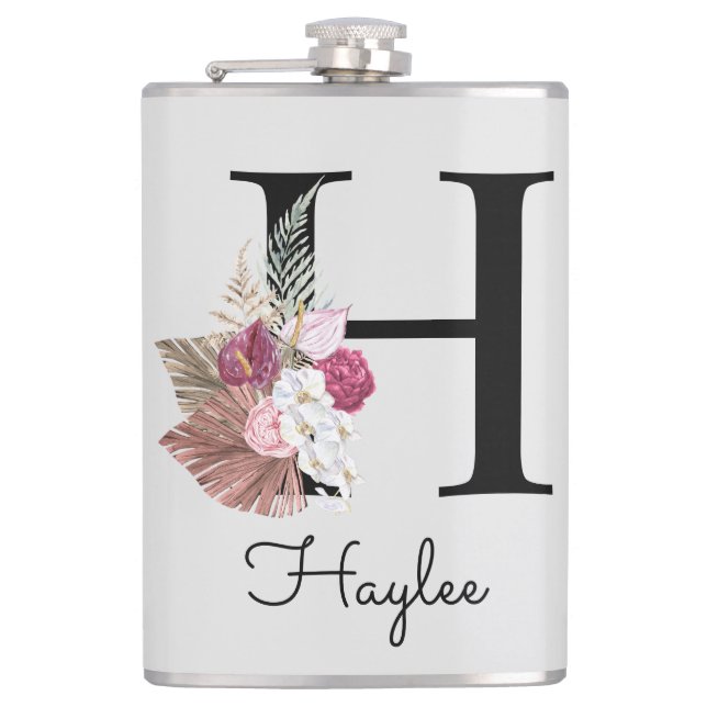 Flasques Fleur de initiale rose Boho Monogramme H (Devant)