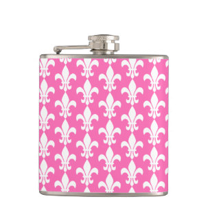 Flasques Fleur de Lis rose blanc et chaud Motif