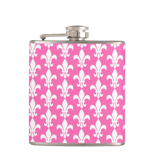 Flasques Fleur de Lis rose blanc et chaud Motif (Devant)
