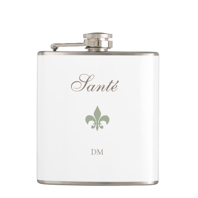 Flasques Fleur de Lis Santé Monogram Mariage (Devant)