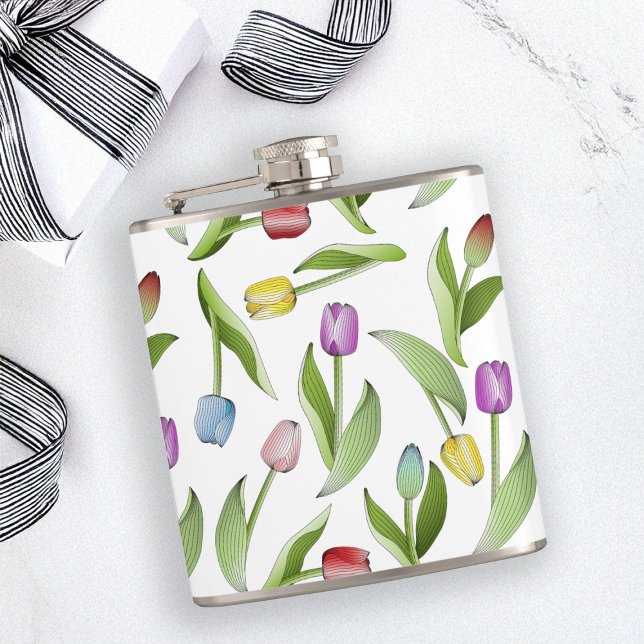 Flasques Fleur de tulipe colorée moderne personnalisée (Créateur téléchargé)