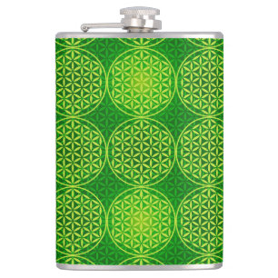Flasques Fleur de vie - motif de timbre - vert
