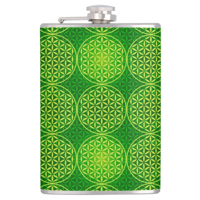 Flasques Fleur de vie - motif de timbre - vert (Devant)