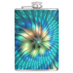 Flasques Fleur d'Imaginaire lumineux, Fractale Abstraite co