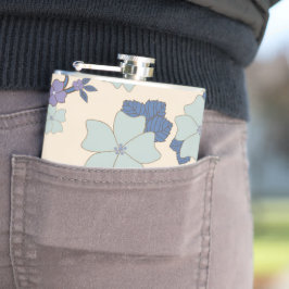 Flasques Fleurs Bleues, Fleurs Violettes, Motif Floral