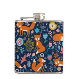 Flasques Fleurs colorées et mignonette Motif Foxes
