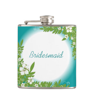 Flasques Fleurs hawaiiennes turquoises personnalisables fio